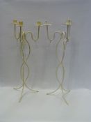 PAIR OF THREE BRANCH METAL CANDELABRA