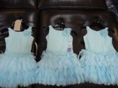 *THREE GIRLS DRESSES (AQUA) AGE:4