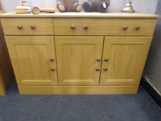 *LIGHT OAK THREE DOOR SIDEBOARD