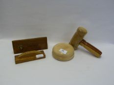 GAVEL AND BLOCK, BLACKBOARD ERASER AND A ROTARY VISITORS BLOCK