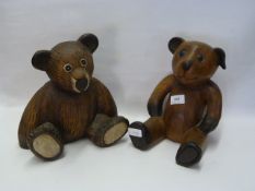 TWO WOODEN BEARS