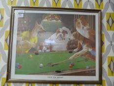 FRAMED PRINT COMICAL DOG SCENE 