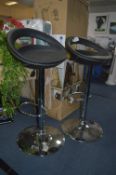 *PAIR OF GAS LIFT BARSTOOL (CHROME AND BLACK)