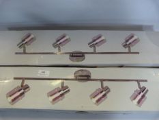 *PAIR OF FOUR LAMP CHROME SPOT LAMPS WITH GLASS SHADES