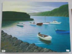 OIL ON CANVAS DEPICTING BOATS