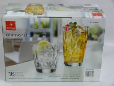 *BORMIOLI DIAMOND 16 PIECE TUMBLER SET