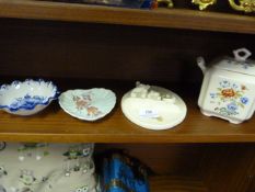 MASONS POT, TWO PIN TRAYS AND A WALL PLAQUE