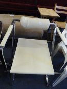 CHROME AND CREAM LEATHER ARMCHAIR