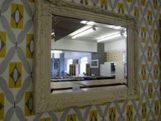 WHITE FRAMED BEVELLED EDGE WALL MIRROR