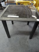 METAL FRAMED GLASS TOPPED OCCASIONAL TABLE