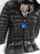 *LADIES PADDED 3/4 LENGTH COAT (BLACK) SIZE: LARGE