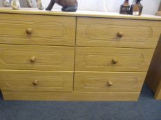 *LIGHT OAK SIX DRAWER CHEST OF DRAWERS