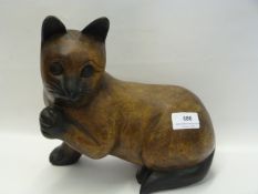 CARVED WOOD CAT