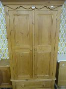 PINE DOUBLE WARDROBE WITH DRAWER BASE