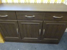 *DARKWOOD THREE DOOR, THREE DRAWER SIDEBOARD