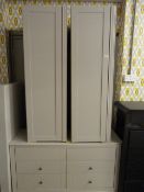 *2 GREY SINGLE DOOR WARDROBES & GREY 6 DRAWER UNIT BASE