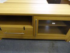 *LIGHT OAK TV UNIT WITH GLAZED DOOR