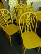 FOUR WHEELBACK DINING CHAIRS PLUS TWO CARVERS