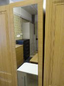 *LIGHT OAK SINGLE WARDROBE WITH MIRRORED DOOR