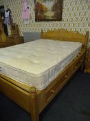 PINE DOUBLE BED BASE WITH SLEEP EASY DOUBLE MATTRESS