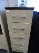 *GREY AND BLACK FIVE HEIGHT CHEST OF DRAWERS