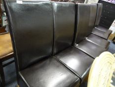 Set of 6 Leather High Backed Dining Chairs