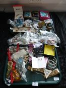 LARGE QUANTITY OF COSTUME JEWELLERY; NECKLACES, WRISTWATCHES, BANGLES, ETC.