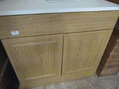 *LIGHT OAK SIDE CUPBOARD WITH DRAWER