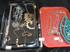 TWO TRAYS OF COSTUME JEWELLERY