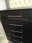 *BLACK ASH FIVE HEIGHT CHEST OF DRAWERS