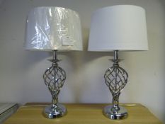 *PAIR OF TWIST CHROME TABLE LAMPS