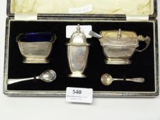 Cased Hallmarked Silver Condiments Set 