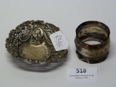 Hallmarked Silver Napkin Ring and Pierced Bonbon Dish - 26.4g