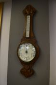 Carved Oak Banjo Barometer