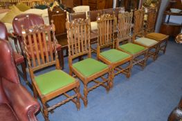 Set of Six Oak Barley Twist Dining Chairs