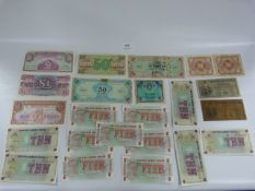 Quantity of WWII Military Money Notes and a Various British Forces Money