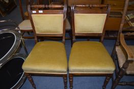 Pair of Mahogany and Dralon Upholstered Dining Chairs