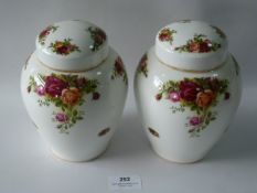 Two Royal Albert Country Roses Ginger Jars