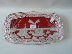 Cut Glass Tray Dragon Fly Design