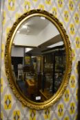 Oval Gilt Framed Bevelled Edge Wall Mirror