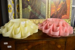 Two 70's Plastic Ceiling Light Shades