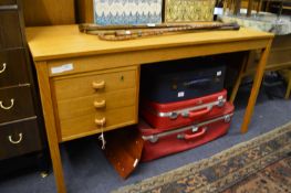 Light Teak Three Drawer Desk