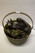 Vintage War Telephone and Brass Jam Pan