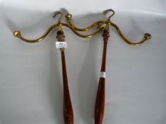 Pair of Brass and Mahogany Cloths Hooks