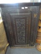 Carved Oak Corner Cupboard
