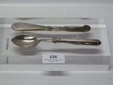 Hallmarked Silver Spoon and Butter Knife - 55g