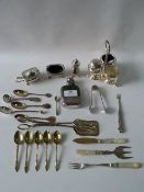 Two Silver Plated Cruet Sets and Cutlery