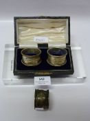 Cased Pair of Napkin Rings and Another - 56g Total