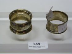 Two Hallmarked Silver Napkin Rings - 26.6g