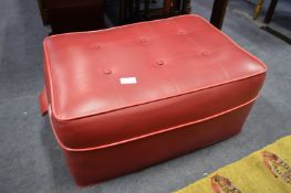 Red Leatherette Pouf